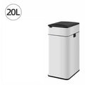 Square inductive smart trash can in stainless steel or white with touchless lid and deodorant function