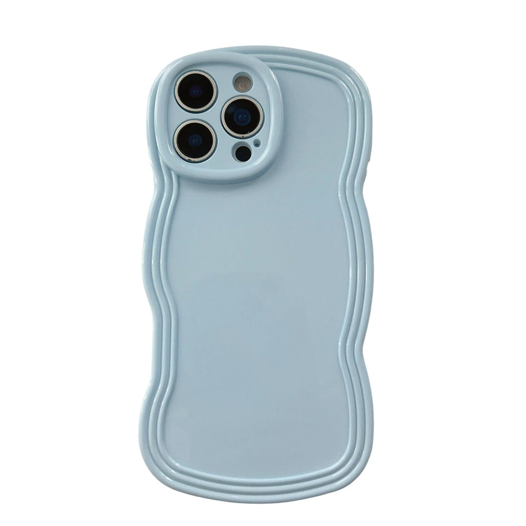 Cream candy colour wave pattern TPU phone case for iPhone, showing anti-fingerprint surface.