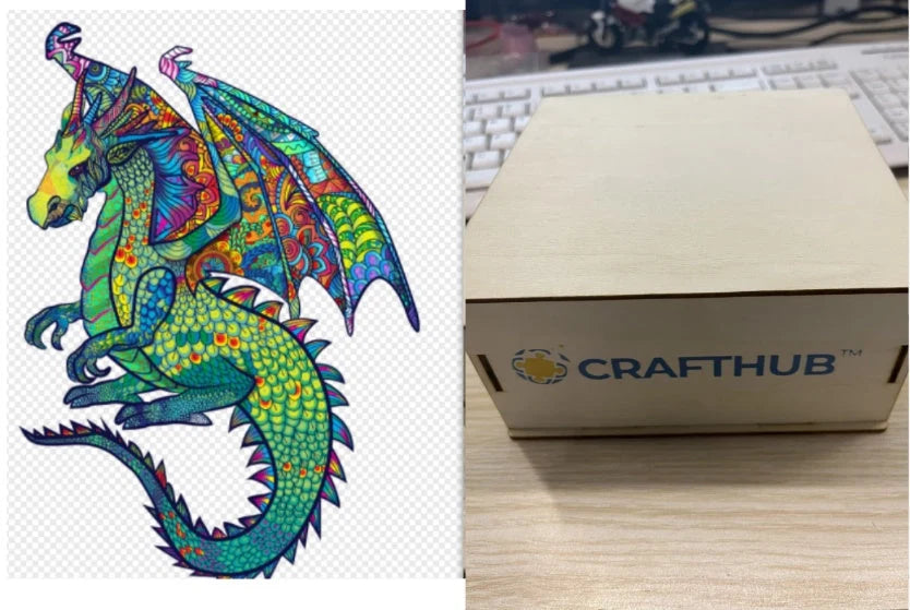 Animal Puzzle Craft Hub A3 Size Wooden Box for puzzle storage and display