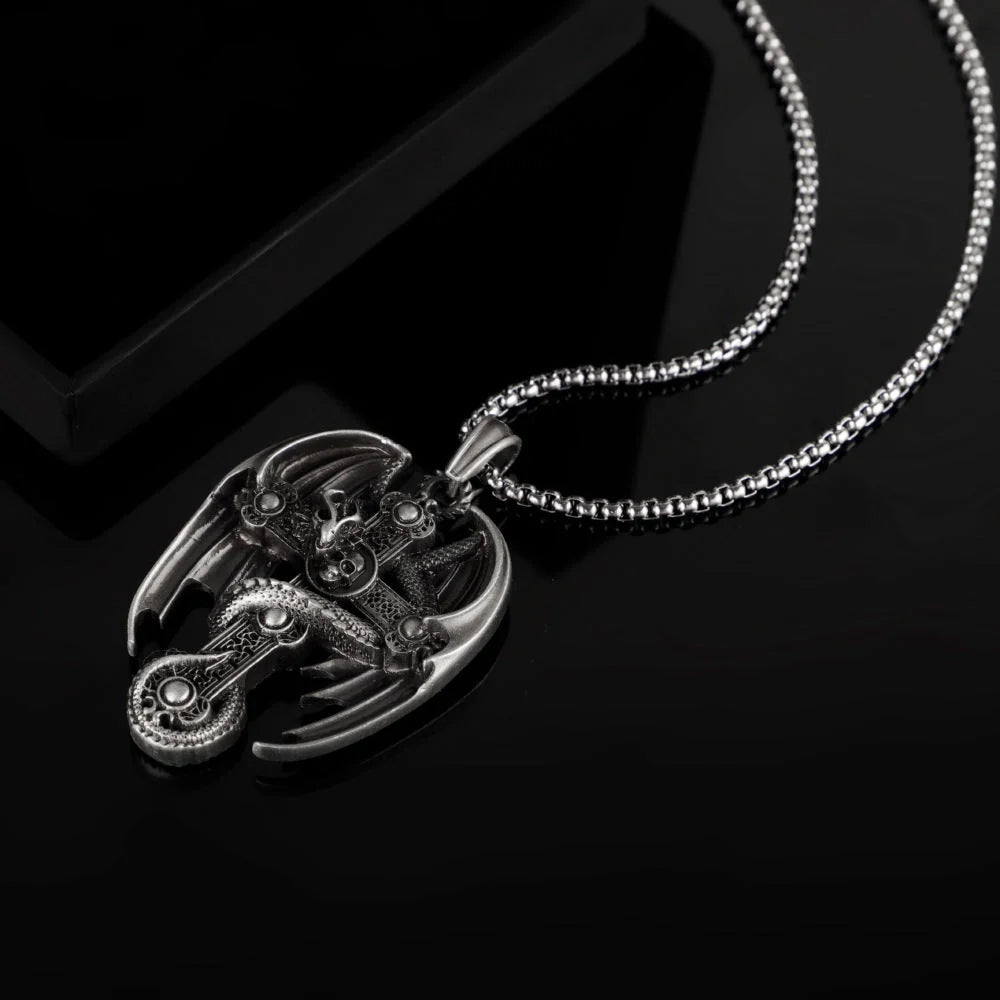 Men's stainless steel retro pendant sweater chain with pure tin pendant