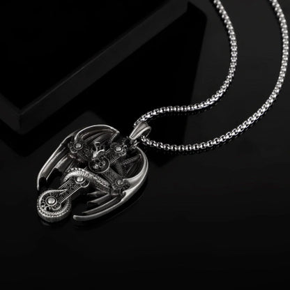 Men's stainless steel retro pendant sweater chain with pure tin pendant