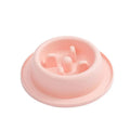 Blue PP plastic slow feeder dog bowl with maze pattern and non-slip base