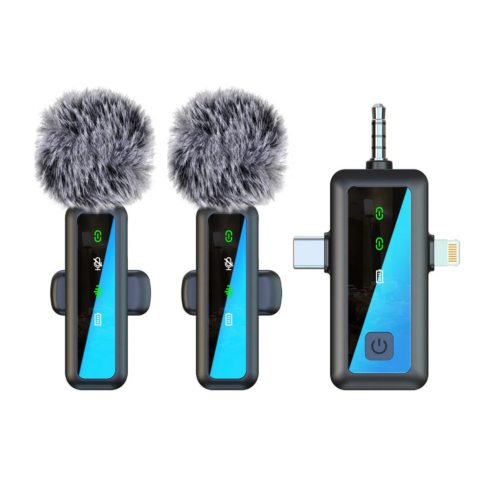 H65 Wireless Collar Clip Microphone three-in-one with type-C Apple adapter for Android Apple devices