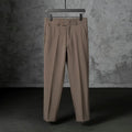 Autumn men's straight loose fit brushed polyester casual trousers in khaki, front view