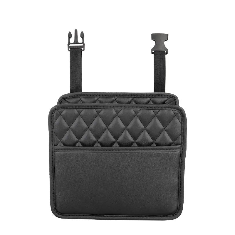 Leather car hanging storage bag in black, pink, green or white, 25cm by 25cm by 8cm