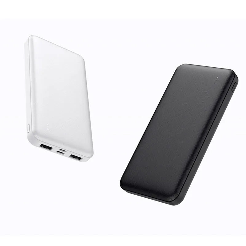 Small light show cloth pattern mobile power supply in black and white, plastic shell with compact size
