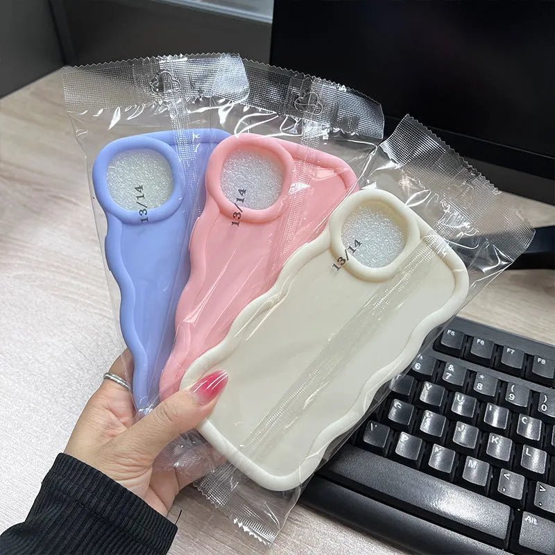 Macaron Big Wave TPU phone case for iPhone 16 Pro in light pink with frosted finish and wave pattern