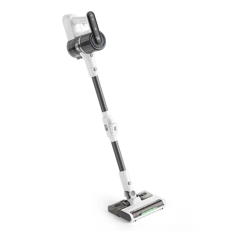 Light grey household wireless handheld folding tube vacuum cleaner with straight tube option and USB charging cable