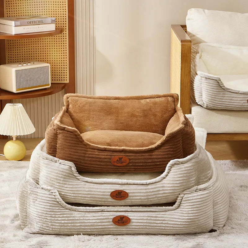 Removable cover pet bed for small medium dogs in coffee or white colour with multiple size options
