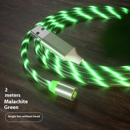 Magnetic charging cable with LED indicator, available in blue, red, green, and colorful options.