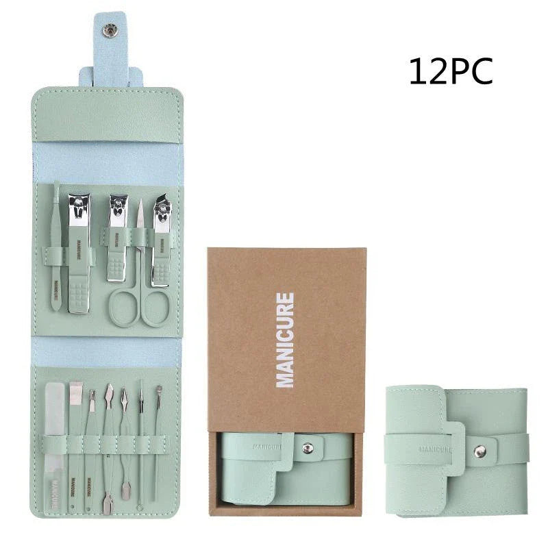 Premium 16-Piece Manicure and Pedicure Tool Set in Portable PU Leather Case