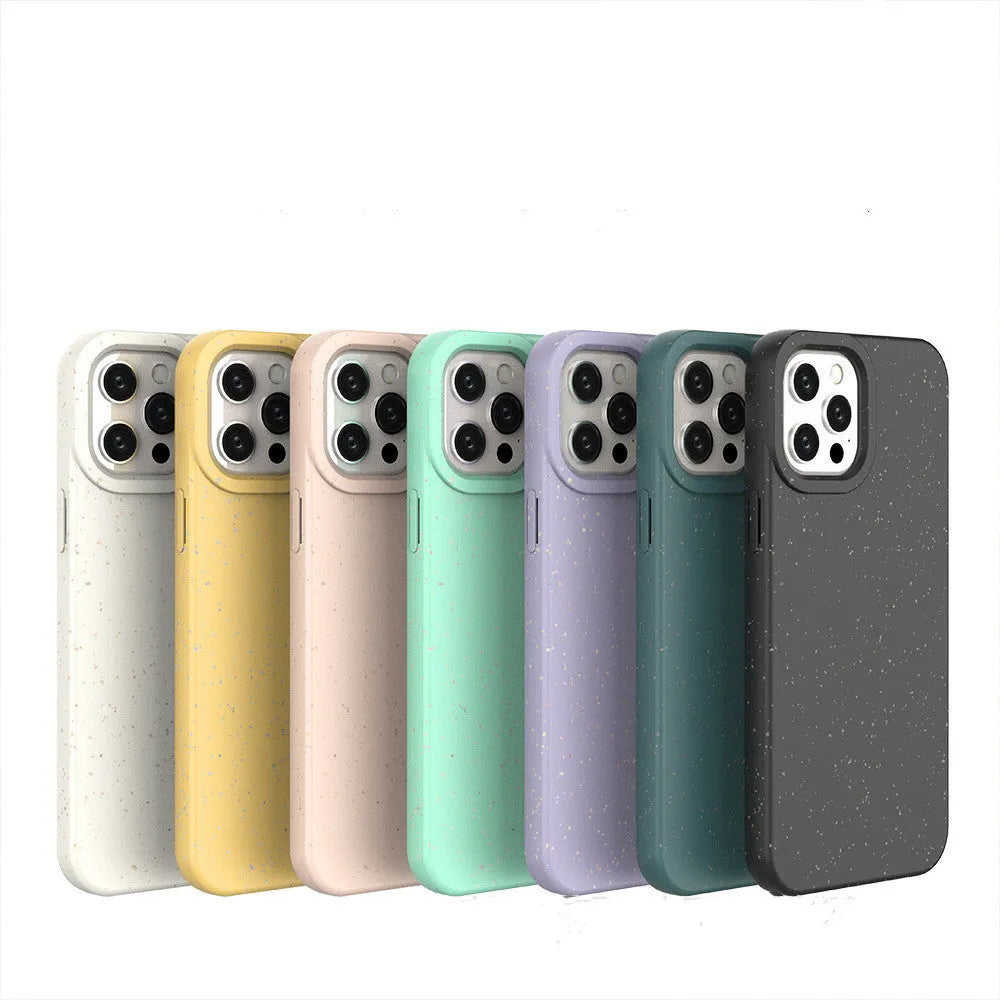Wheat straw fibre biodegradable rear cover case for iPhone 14 Pro Max in multiple colours.