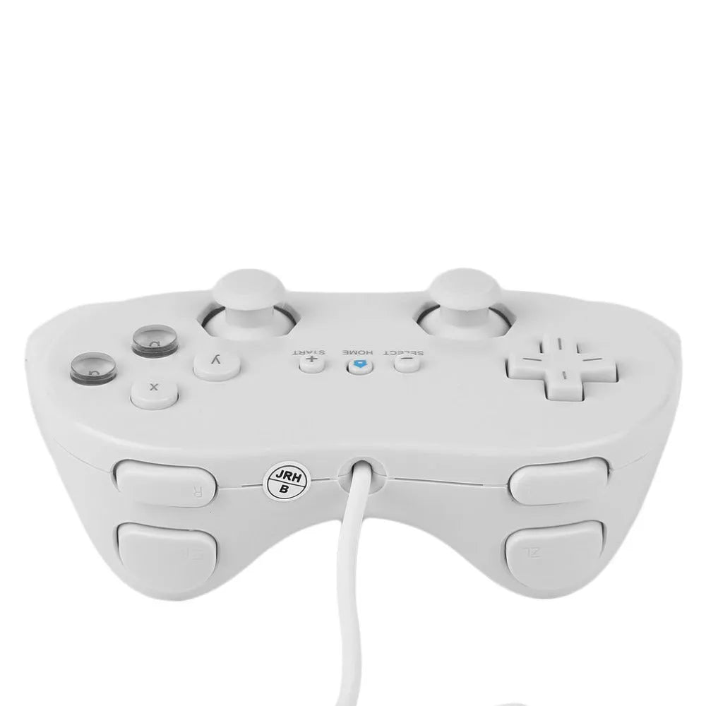 Nintendo Wii Classic Controller wired game pad in black with control pad and eight buttons