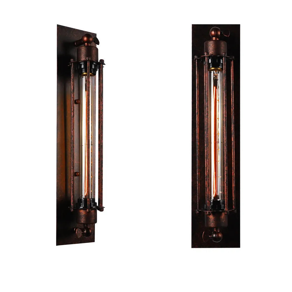 Refined retro industrial style iron devil island flute wall lamp in black finish with American style design