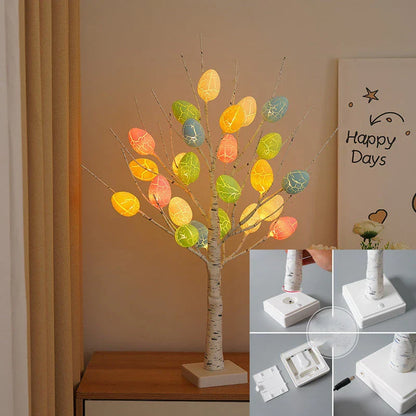 Birch Tree Lights with Cracked Egg Lights for Easter Decoration