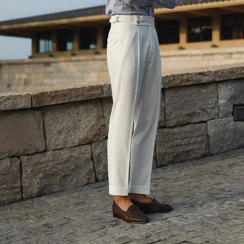 Men's slim fit suit trousers in straight cut style for business formal wear
