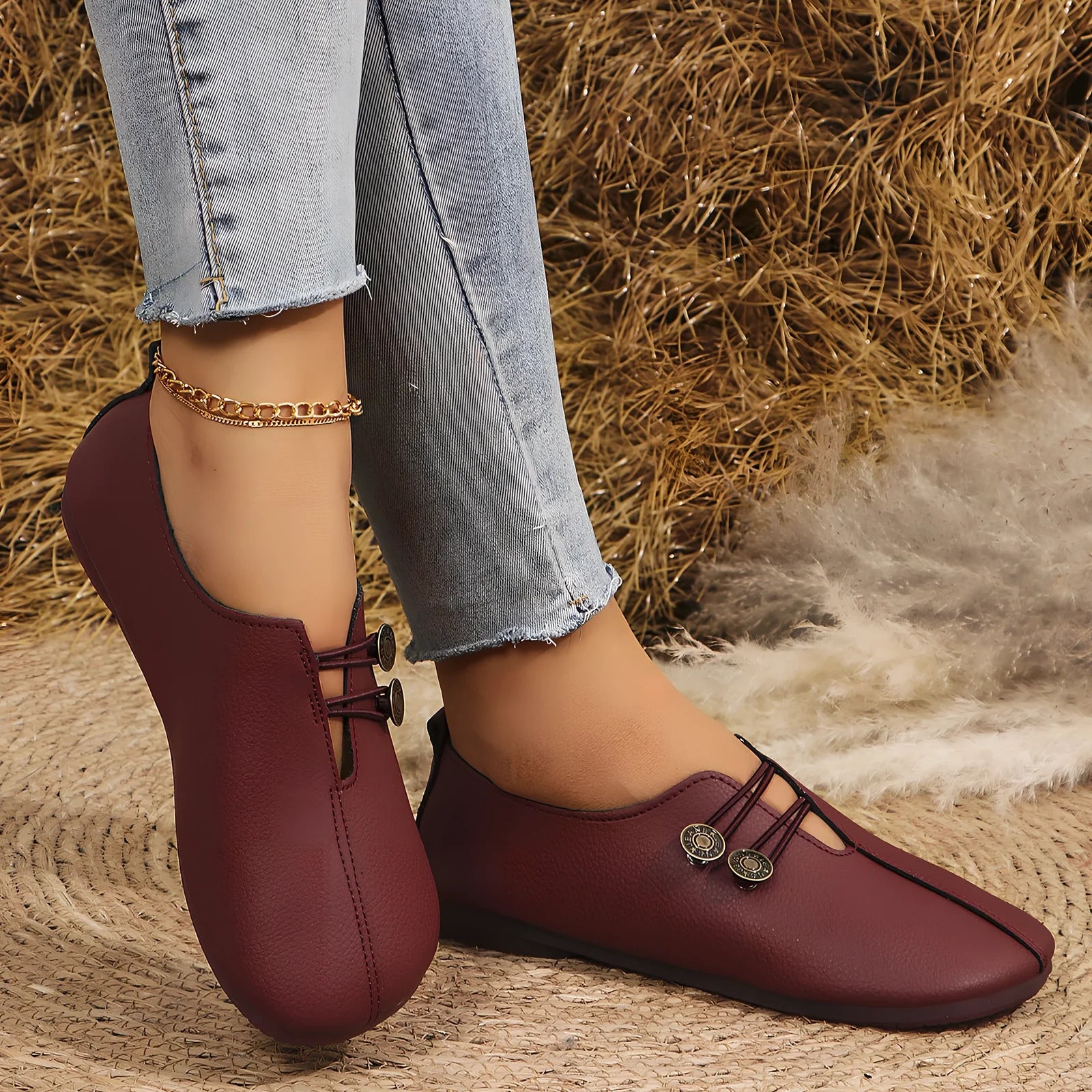 Women's black square toe slip-on sandals with flat heel, PU upper, rubber sole, size 38 shown