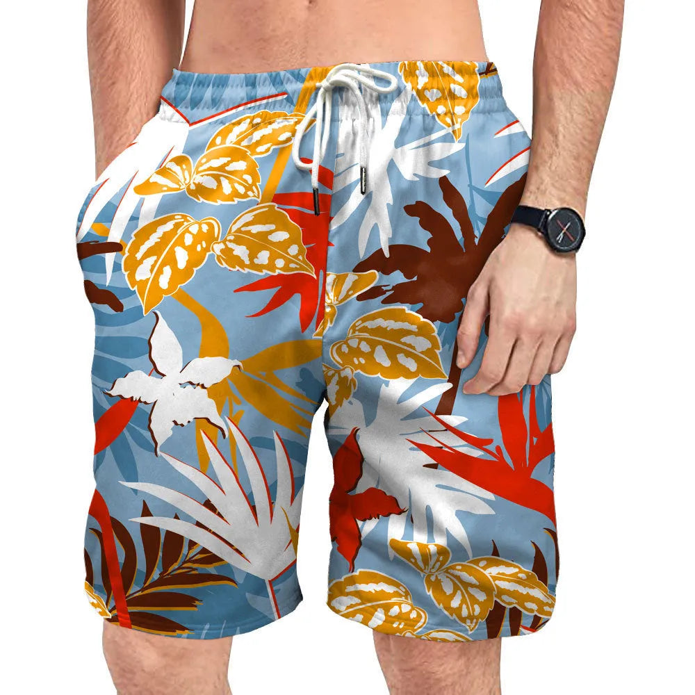 Men's beach digital printed shorts shirt inner mesh suit in polyester cotton blend, colour B267-1018