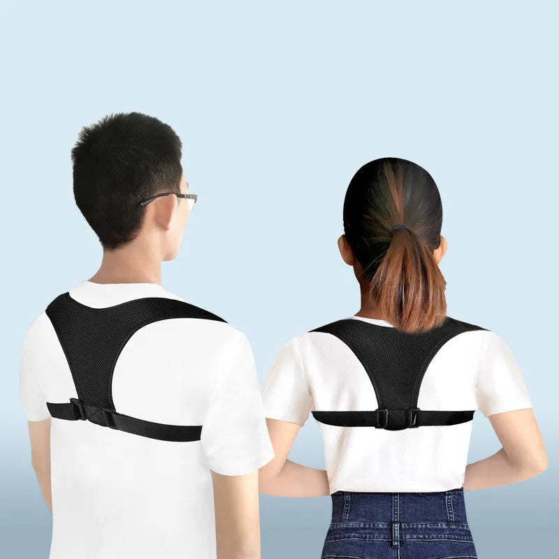 Black posture correction belt made of non-woven fabric, suitable for adults and children, sizes S to XL