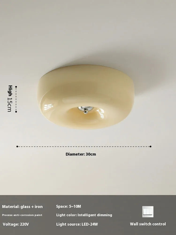 Cream-coloured American antique style ceiling lamp with a three-colour light function.