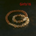 Original Retro personalised LCD double circle bracelet in citrine colour on wrist.
