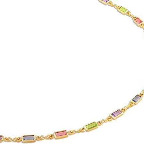 Ladies geometric crystal necklace with coloured glaze pendant on an alloy chain.
