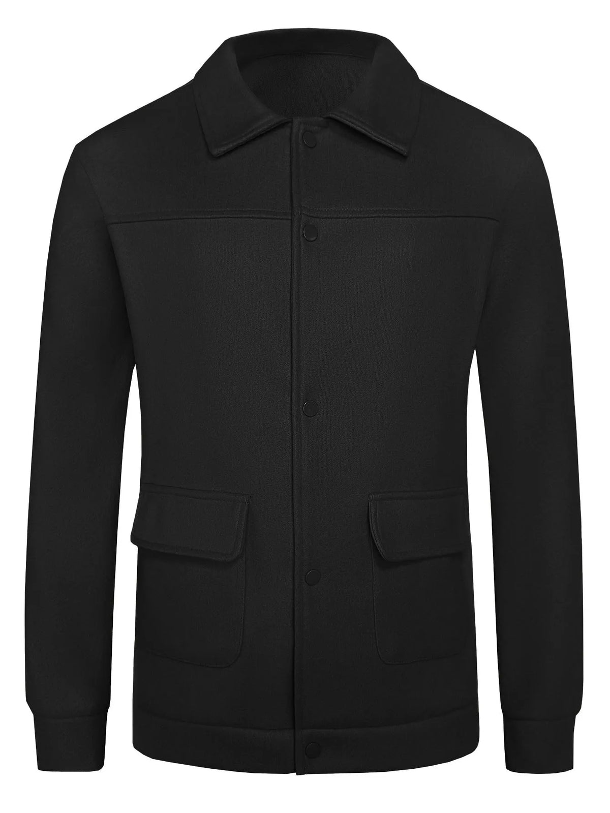 European and American casual wool jacket for women, slim fit, long sleeve lapel, woven polyester, black colour, on model