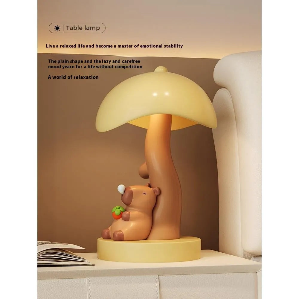 Capabala resin table lamp in khaki colour on a desktop as decoration