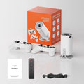 Wireless 720p HD portable game projector with remote on white background, multiple colour model options