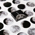 45 black moon phases and calendar planet stickers on self-adhesive paper for hand account decoration