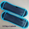 Pair of all black steel sand filled weighted sandbag leggings for leg training, 1kg option