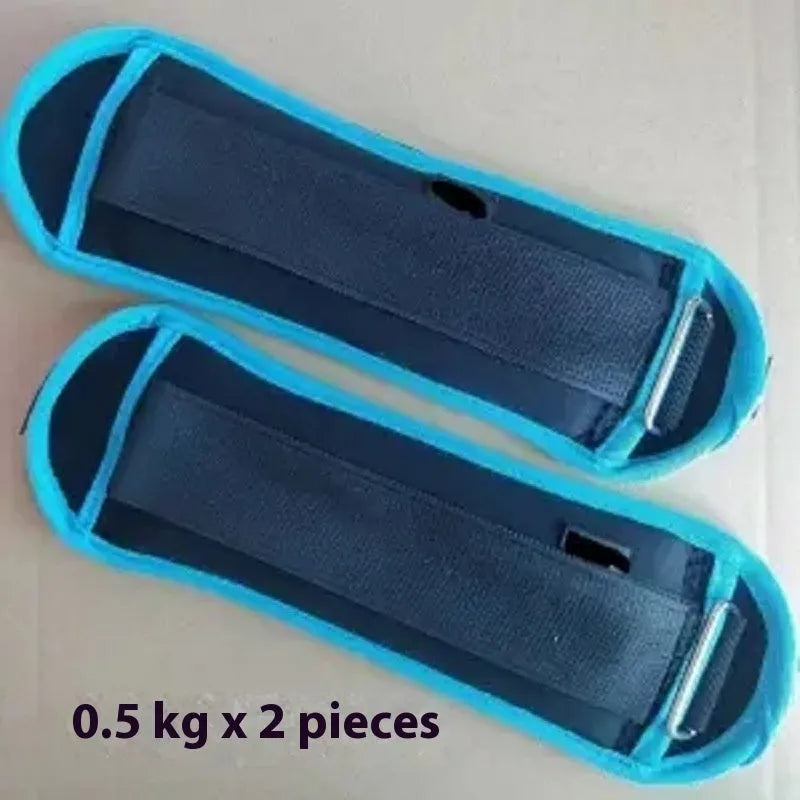 Pair of all black steel sand filled weighted sandbag leggings for leg training, 1kg option
