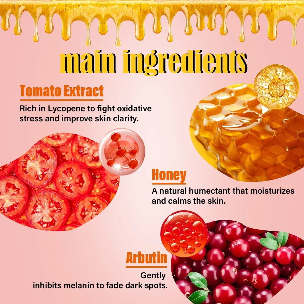 Tomato & Honey Arbutin Body Scrub Brightening Face Whitening Skin Care 500ml tub