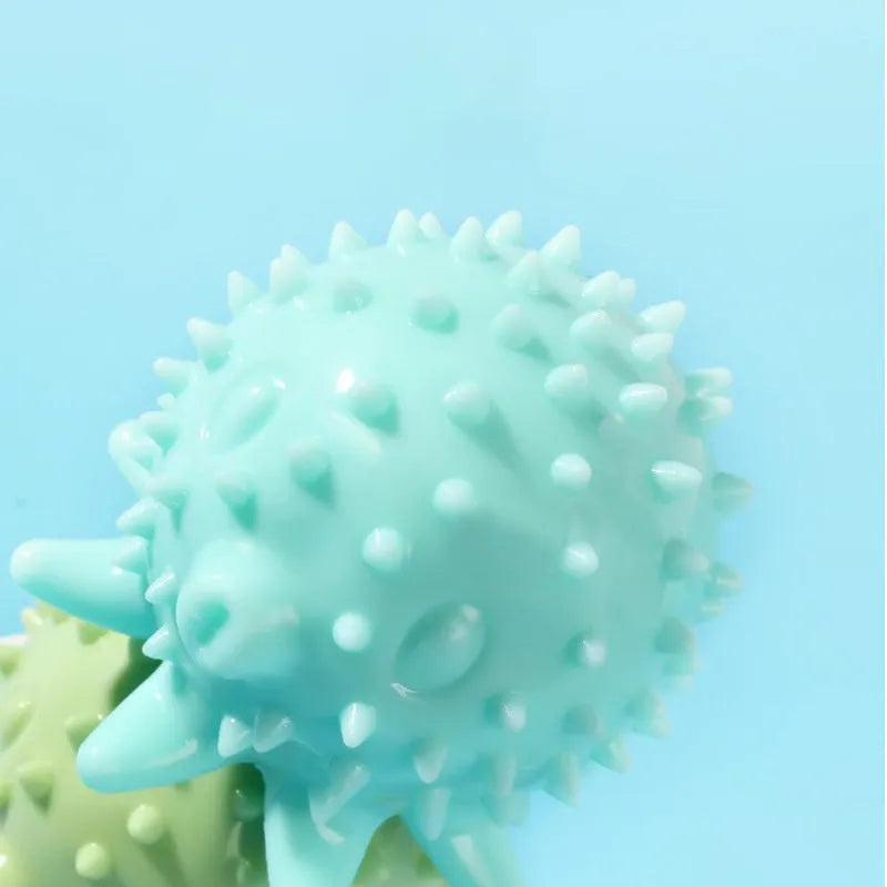 Eight-clawed octopus dog toy in blue made from TPR material for chewing and dental health