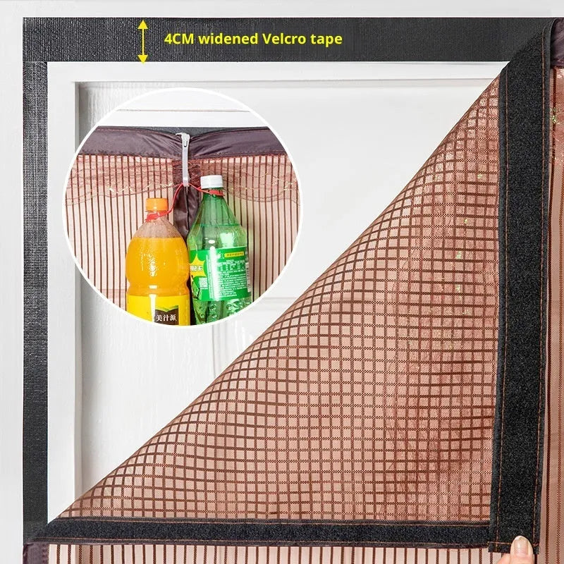 Self-priming velcro door curtain in striped coffee colour for household partition use