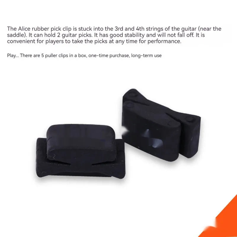 Black rubber guitar plectrum holder 2.5cm by 1cm on headstock for plectrum storage