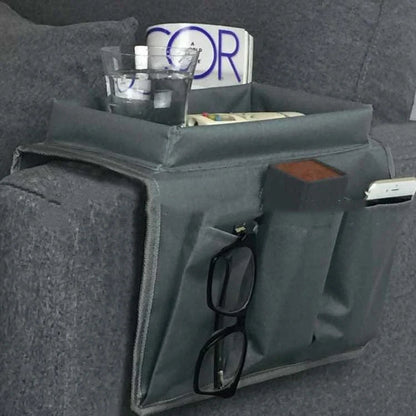 Oxford fabric sofa armrest organizer with multiple pockets for remote controls and magazines