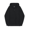 Men's hooded cotton sweatshirt black loose fit with button detail and hidden pocket