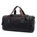 Men's fitness large capacity gymnastic valise in breathable PU leather, solid colour, black option