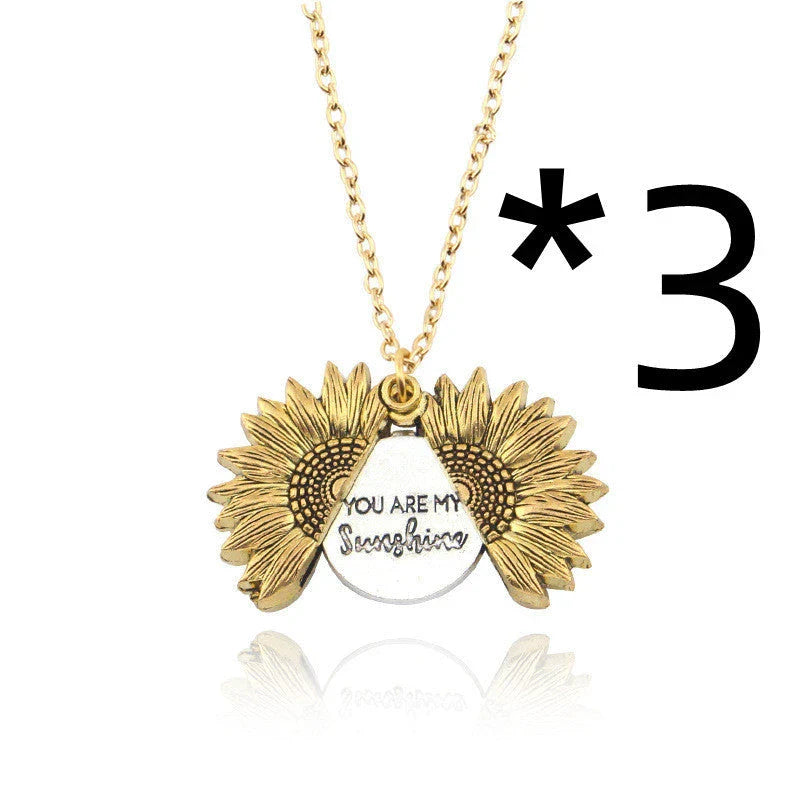 Radiant sunflower pendant necklace in various colors and quantities