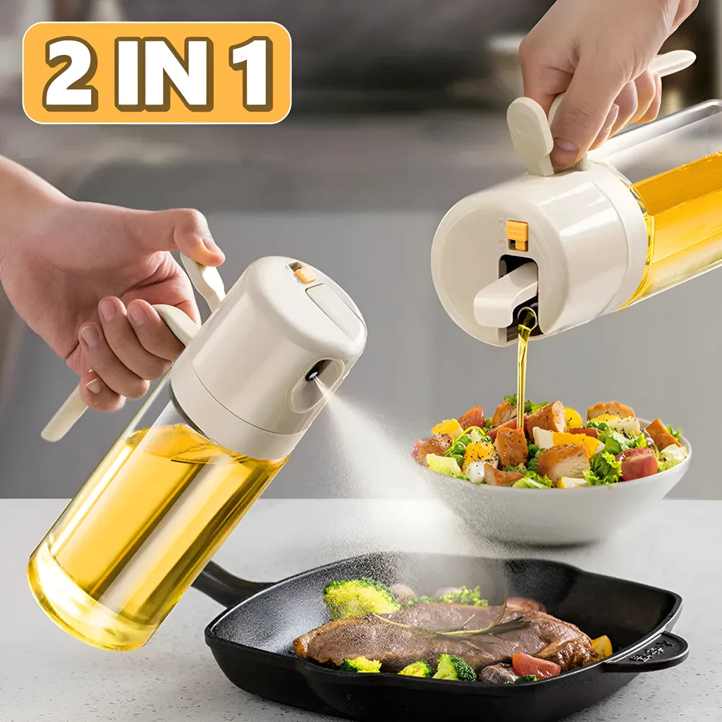 550ml warm grey glass cooking oil sprayer bottle with switchable pouring and spraying cover