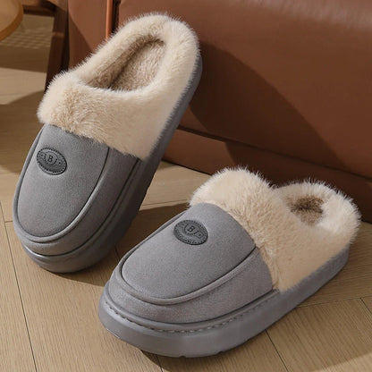 Cozy plush slippers for men in a variety of colors, featuring premium suede upper and rubber non-slip sole for indoor comfort and style