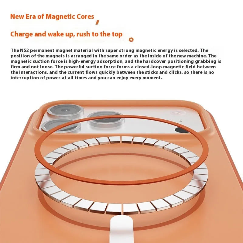 Magnetic suction anti-fall hard case for iPhone 17 series, TPU PC, black colour, injection moulded