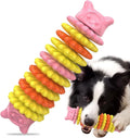 Blue caterpillar-shaped rubber dog chew toy for aggressive chewers.