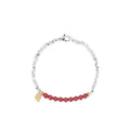 White K silver lucky beads couple bracelet with geometric round design measuring 16cm length