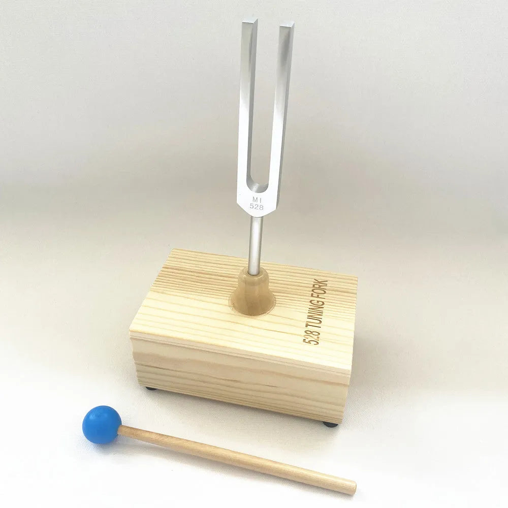 432Hz aluminium alloy tuning fork with speaker for sound therapy on kraft paper box