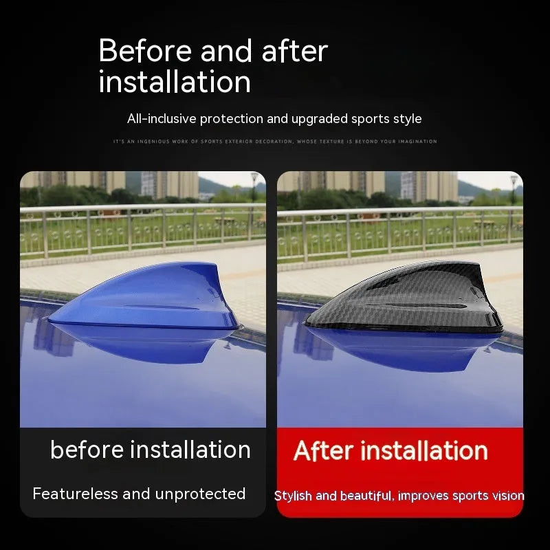 BMW shark fin antenna cover in carbon fibre and piano black finishes