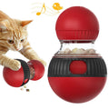 Rotating plastic cat toy ball in super ball colour with food dispensing mechanism