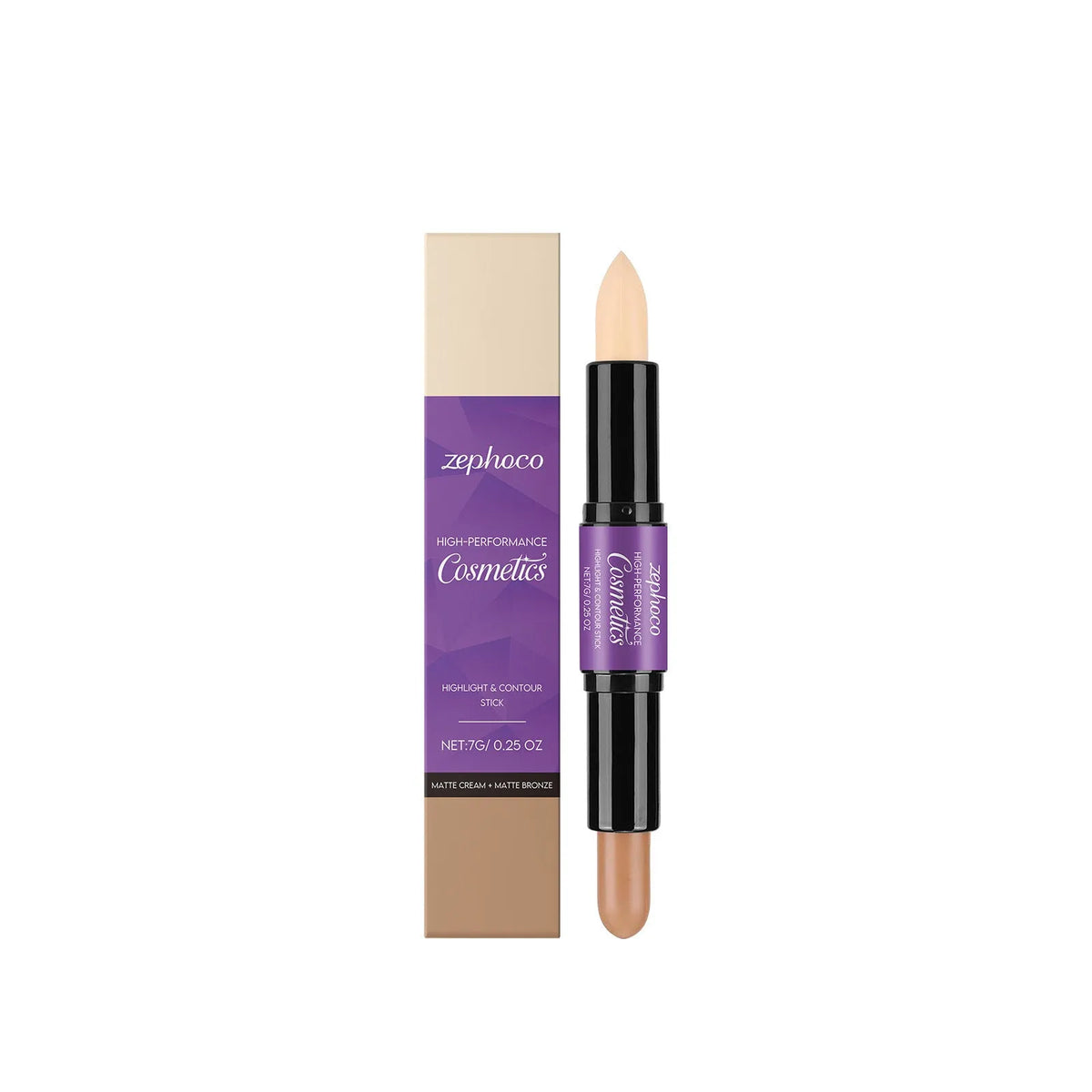 ZEPHOCO 2-in-1 cream highlighter and contour stick in a grooming stick format