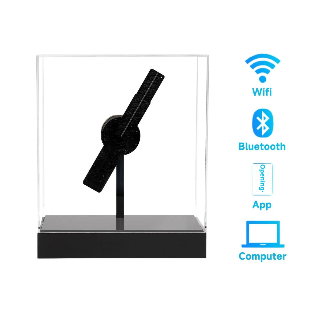 Holographic 3D fan screen desktop decoration with remote control and ABS plastic frame, UK plug option